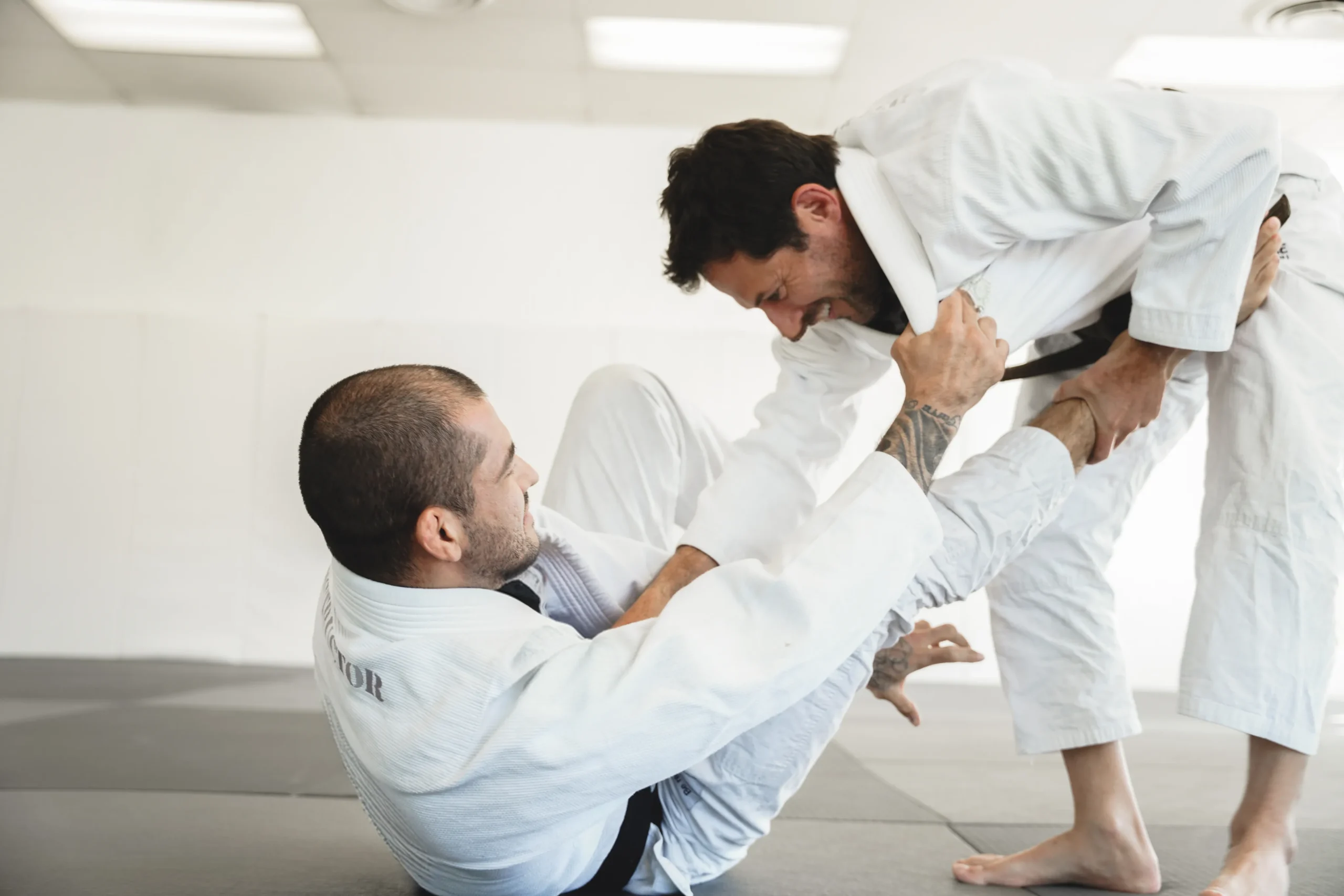 Adult student training Jiu Jitsu